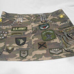 Camouflage Mini Skirt with Patches